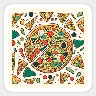 Pizza Pattern Line Drawing Colorful, Awesome Birthday Gift ideas for Pizza Lovers Sticker